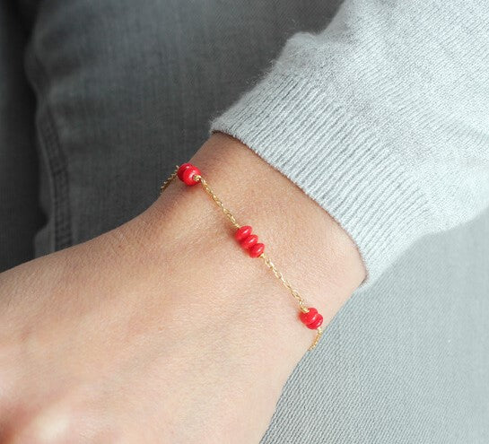 Chic Silver Reconstituted Coral Bracelet With Marcasites The Lace
